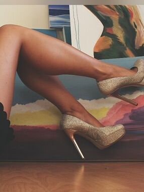 Aldo Gold Glitter Platform Stiletto Pumps